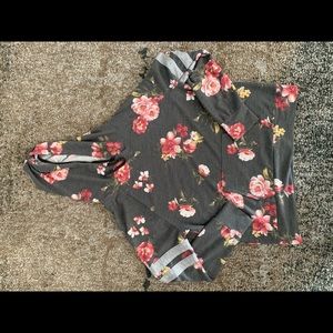Light weight hooded floral sweatshirt